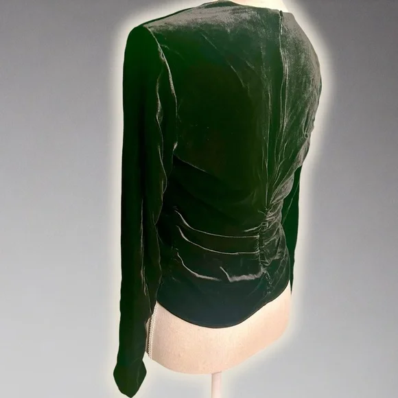 NWT Veronica Beard Black ‘Pelona’ Velvet Ruched Long Sleeve Top Size 2 - Picture 10 of 16